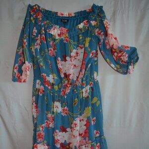 Floral Blue Special Occasion Dress